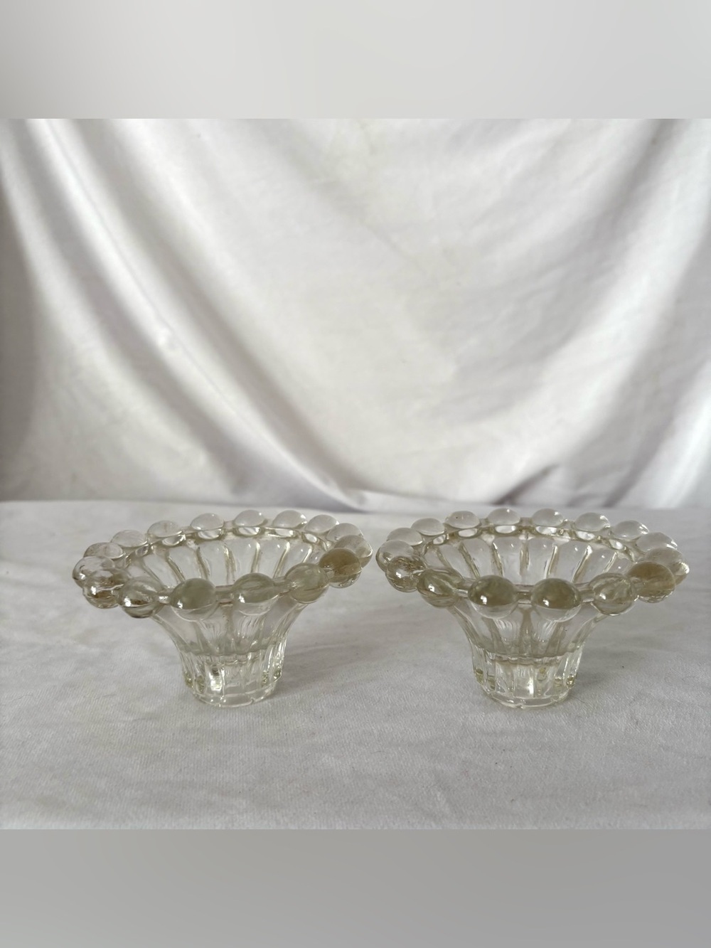 Vintage Anchor Hocking glass bubble candle stick holders Berwick boopie decor